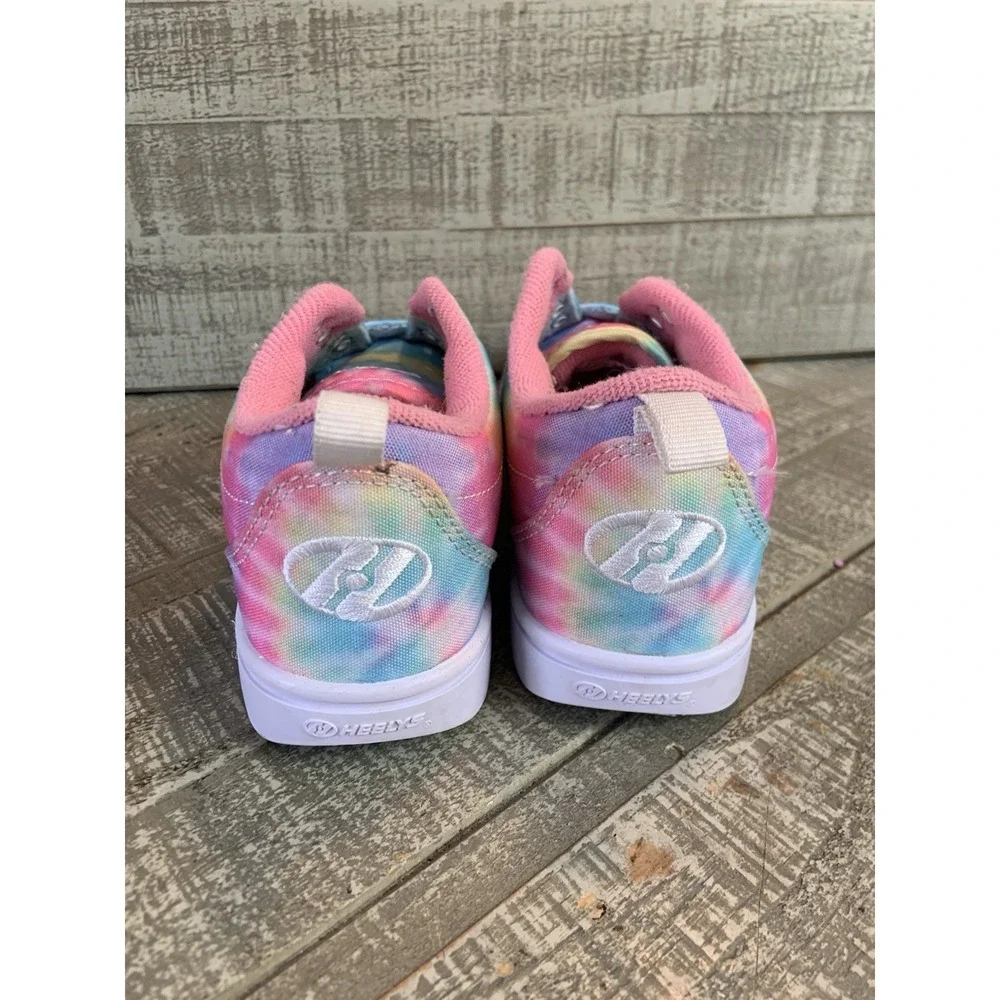 Heelys Ivory Ella Skate Shoes Youth Size 1 Rainbow Tie Dye Canvas No Wheels Nice